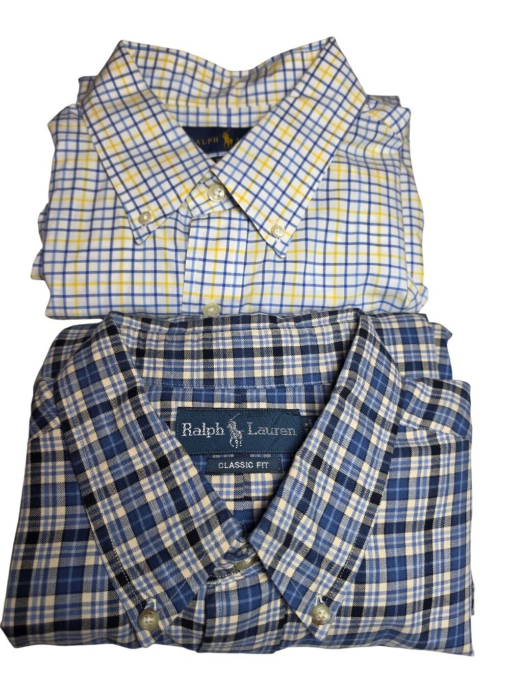 Ralph Lauren Button Down Men's Plaid /Stripe Cotton Shirt Bundle Sz XL